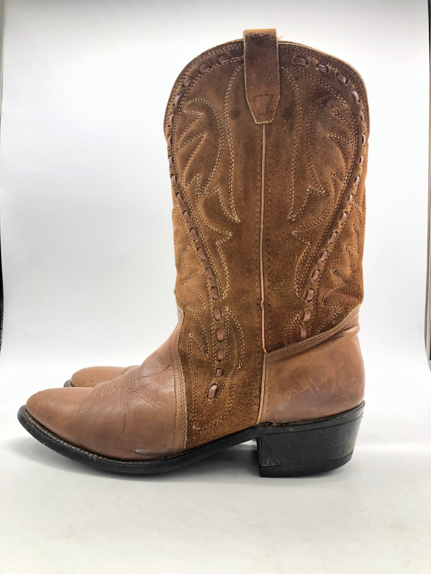 Chesnut Suede/Leather Cowboy Boots Sz 12D