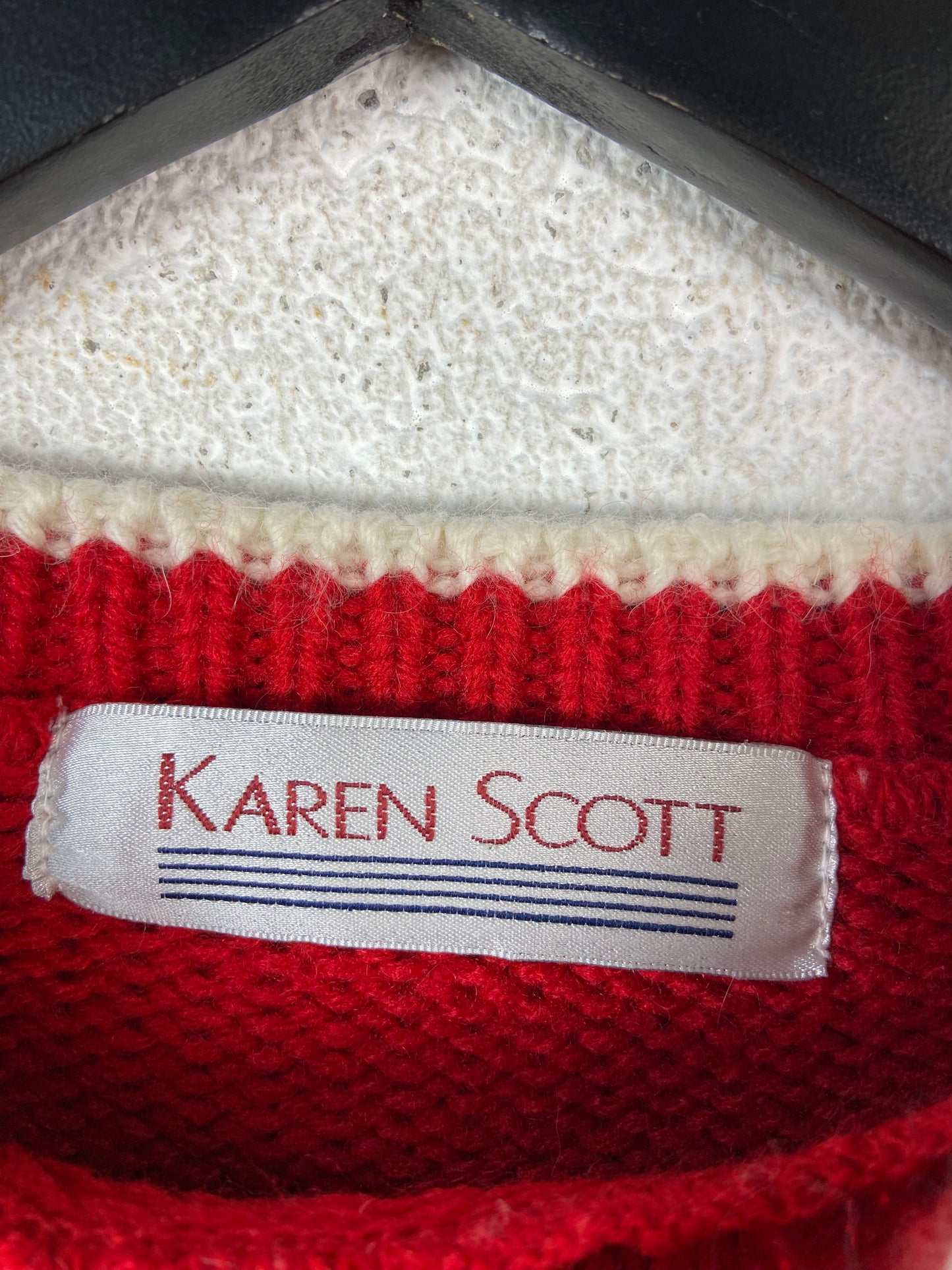VTG Karen Scott Christmas Bunny Red Sweater Sz M
