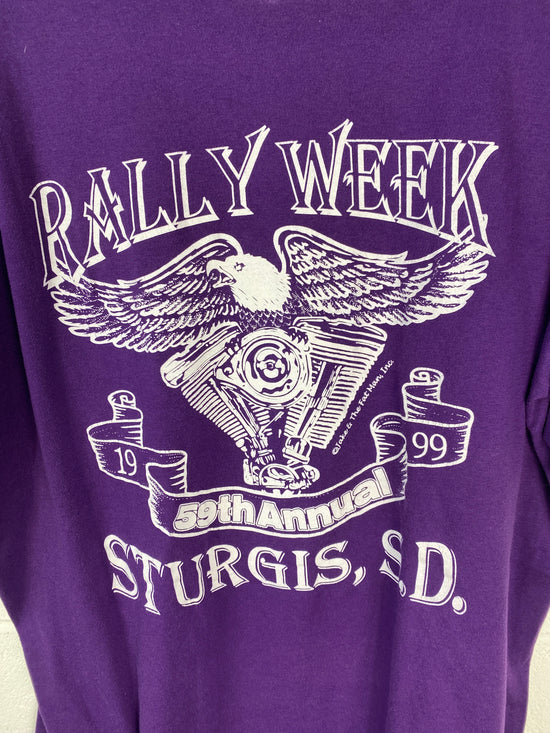 Load image into Gallery viewer, VTG 1999 Sturgis Rally Purple Tee Sz XL
