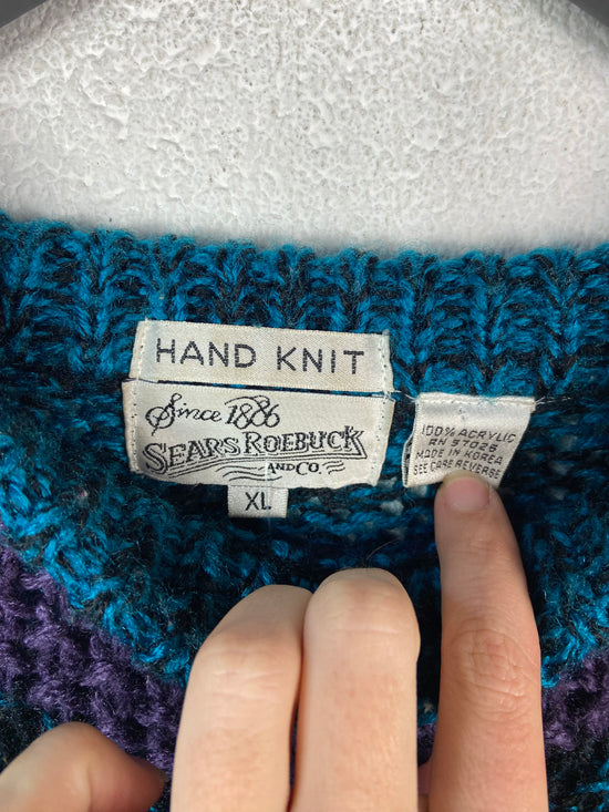 VTG Wmns Knitted Argyle Sweater Sz XL