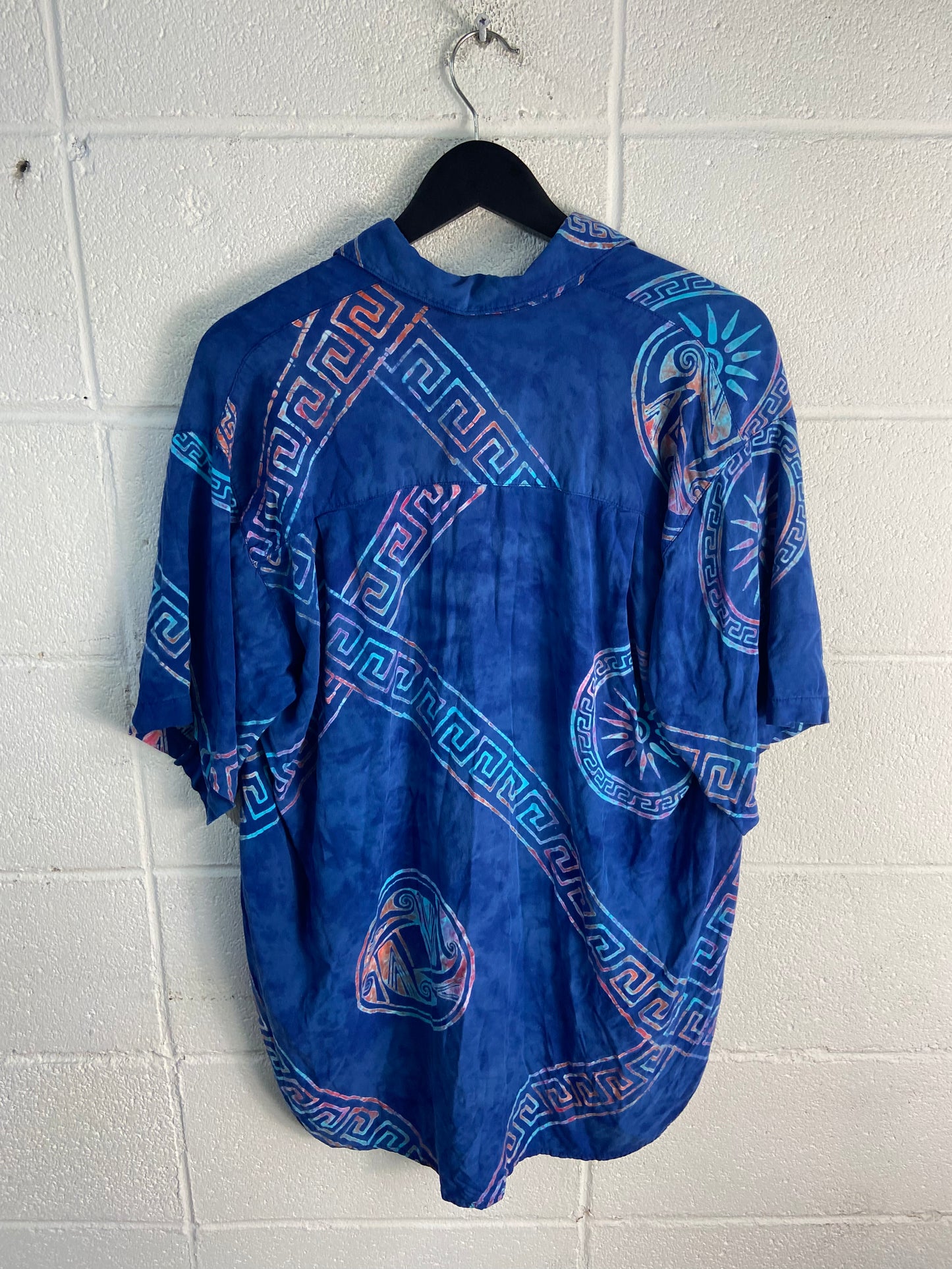 Vtg Wax Blue Hawaiian Shirt Sz XL
