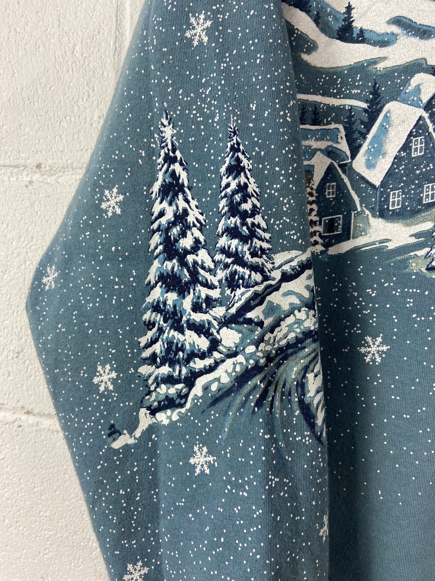 VTG Wmns Christmas Winter Forest Button Up Long Sweater Sz XL