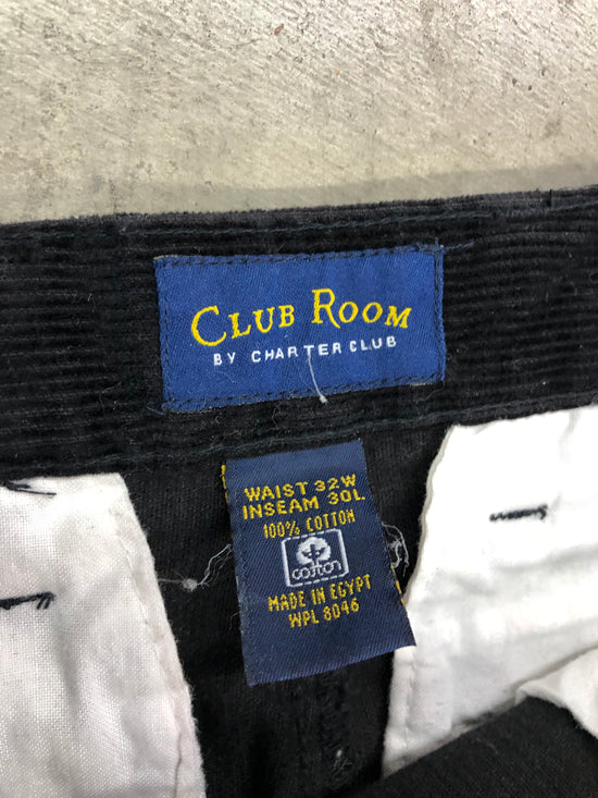 VTG Black Corduroy Club Room Pants Sz 32x30