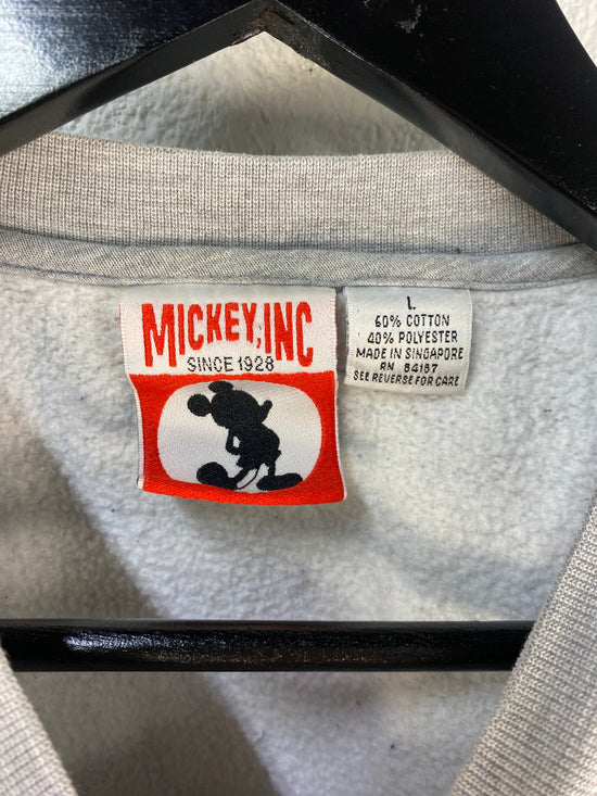 VTG Mickey Inc. Embroidered Grey Crewneck Sz L