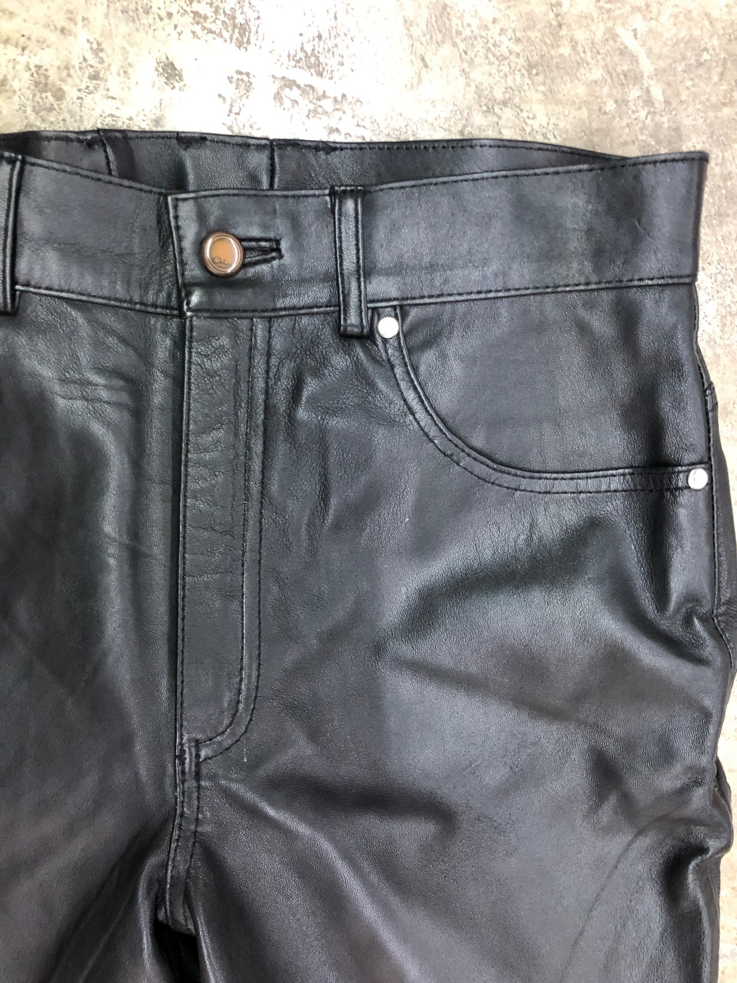 Black Leather Pants Sz 34x26