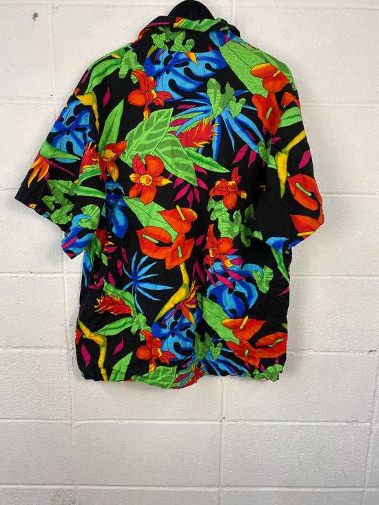 Load image into Gallery viewer, VTG Toucan Dance Button-up Shirt Sz XL
