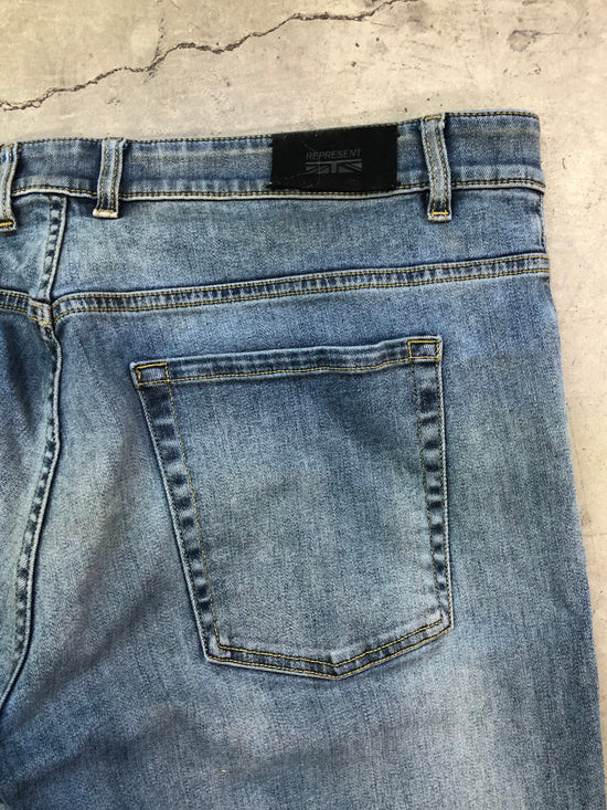 Y2K Represent Splattered Dark Wash Denim Jeans Sz 38x28