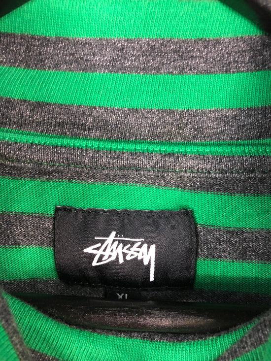 Load image into Gallery viewer, Stussy Green/Gray Stripped Turtleneck Sz XL
