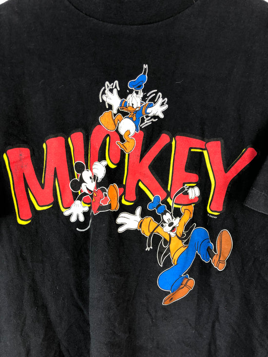 VTG Mickey with Donald and Pluto Tee Sz L