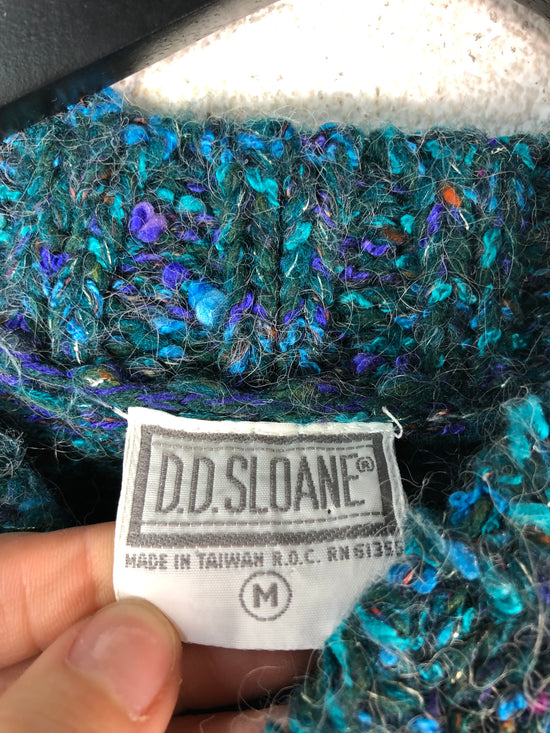 VTG Knitted Blue/Purple Turtleneck Sweater Sz M/L