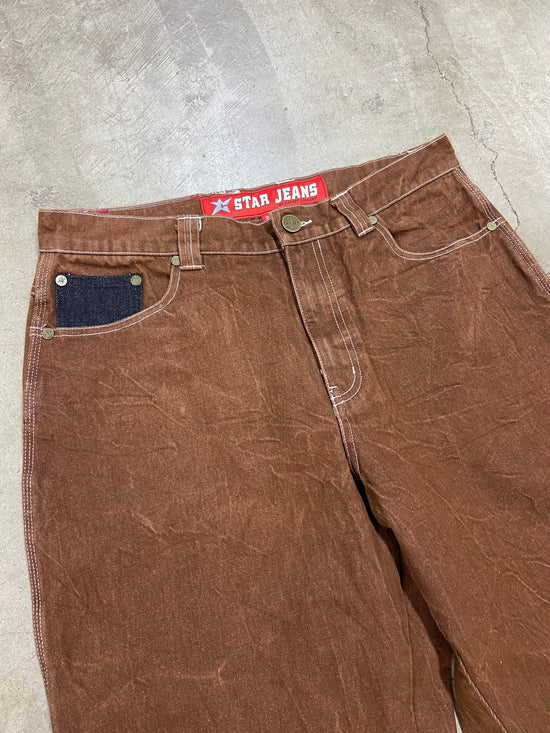 Star Jeans Carpet Company Brown Denim Pants Sz 35x30