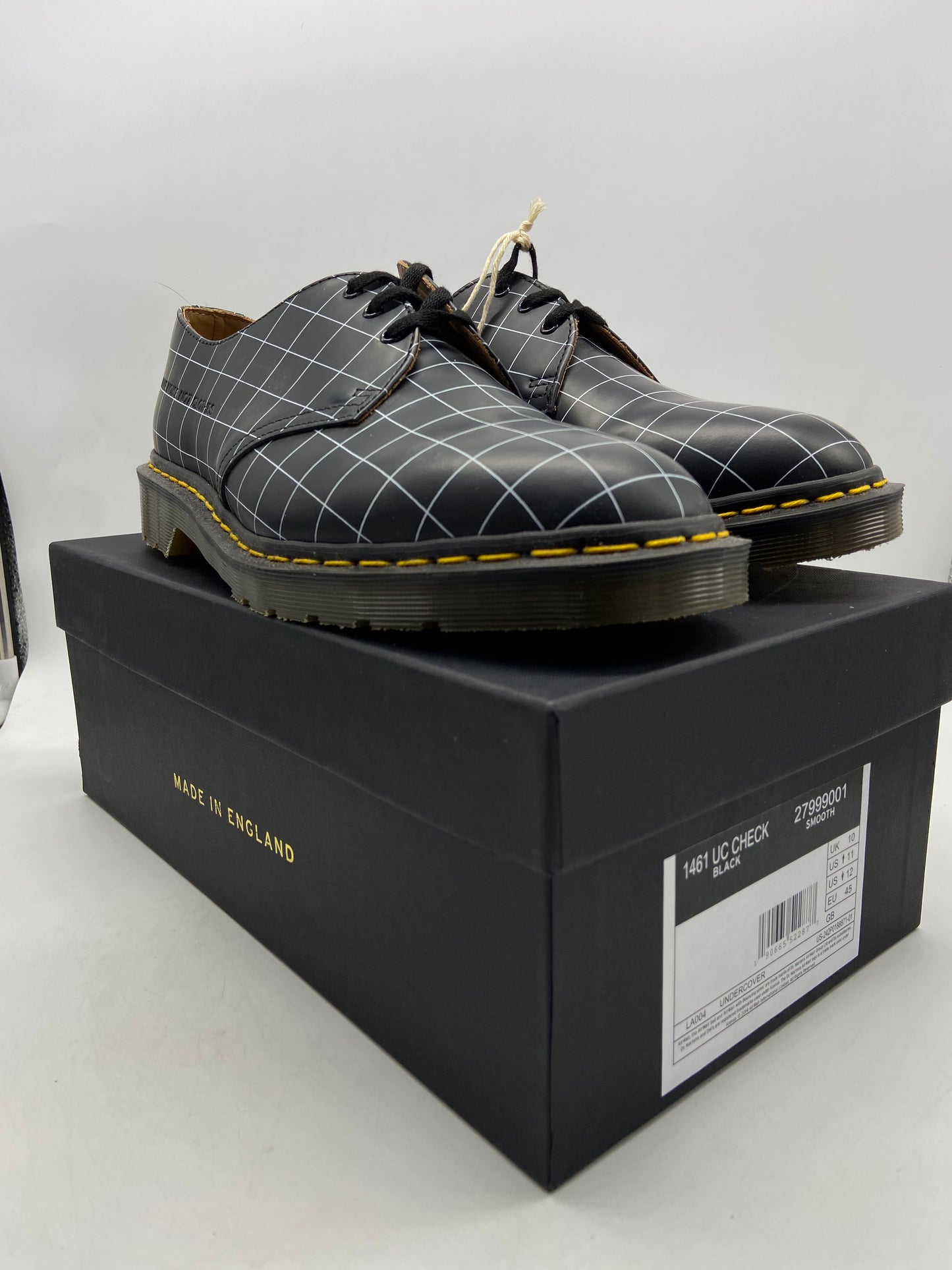 Preowned DR. MARTENS X UNDERCOVER Black 1461 CHECK SMOOTH  Sz 11M/12.5W