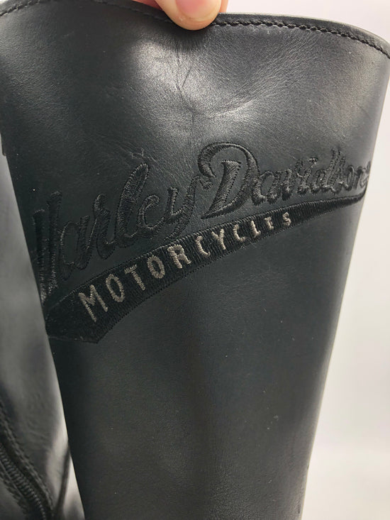 VTG Harley Davidson Black Leather Flame Steppas Sz 10.5M