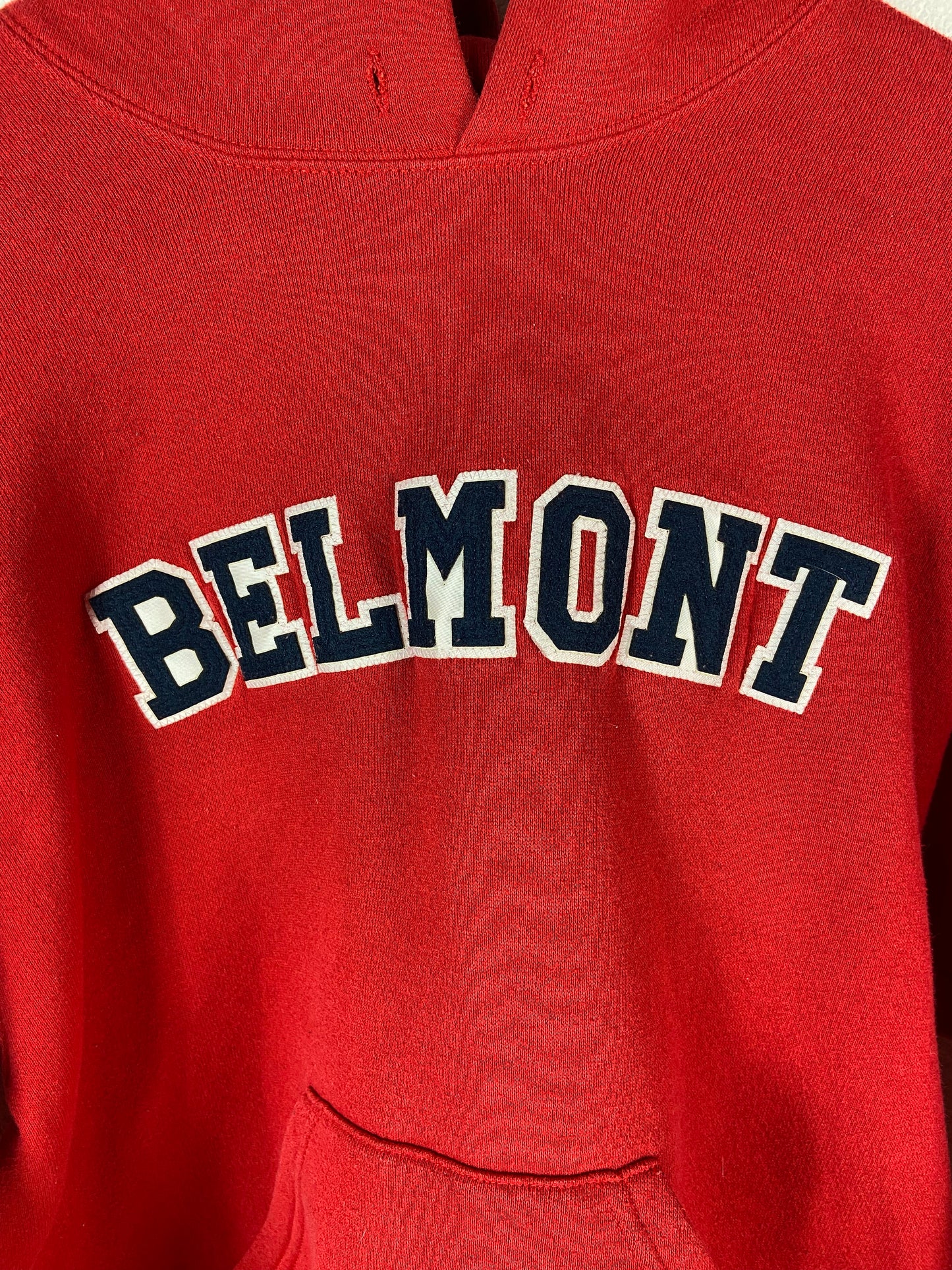 VTG Belmont Red Hoodie Sweatshirt Sz M