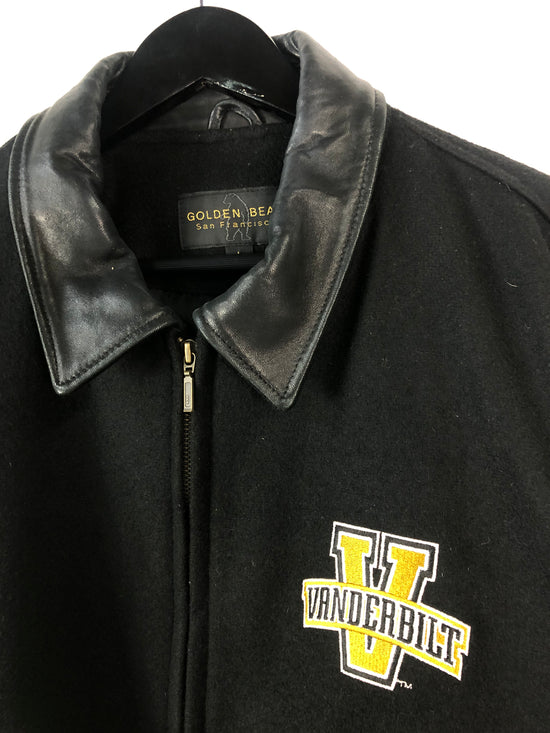 VTG Vanderbilt Leather Collared Jacket Sz XL