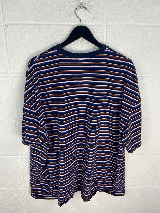 Load image into Gallery viewer, Preowned Brain Dead Nineties Blocked Striped Tee Sz XXL
