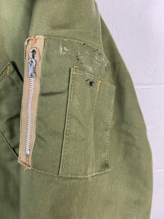 VTG Military Olive Zip Up Parka Jacket Sz XL