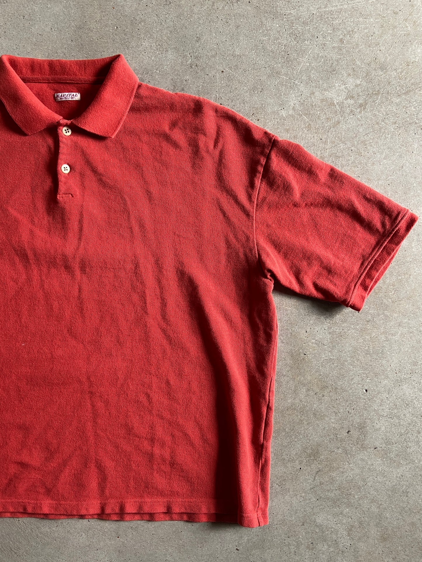 Kapital Cropped Red Polo Shirt Sz L
