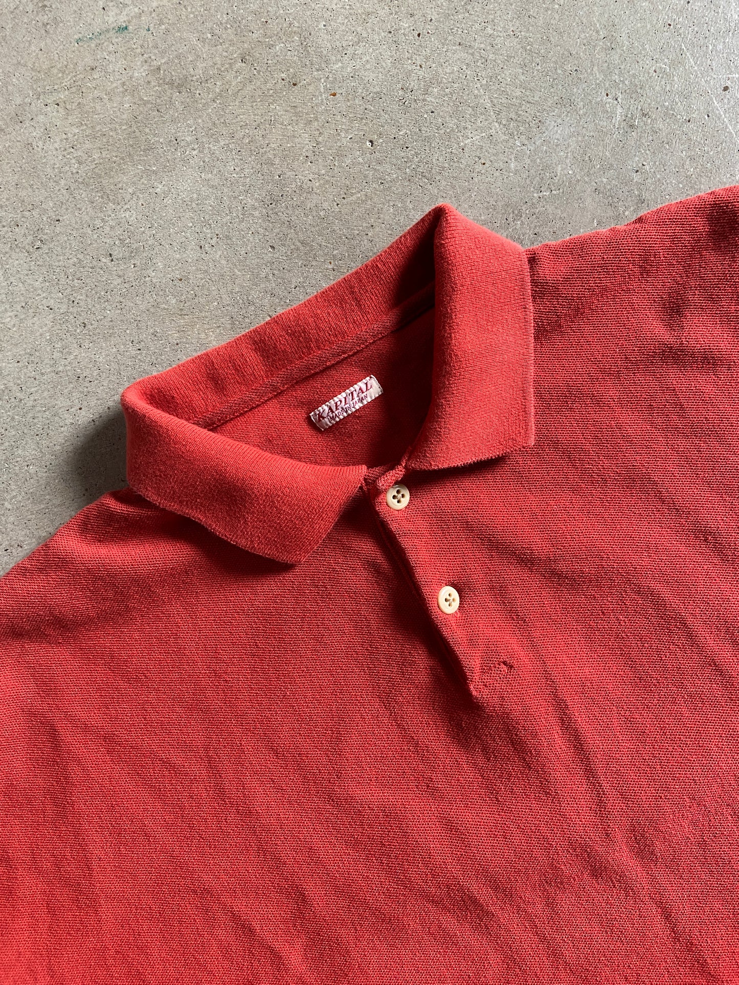 Kapital Cropped Red Polo Shirt Sz L