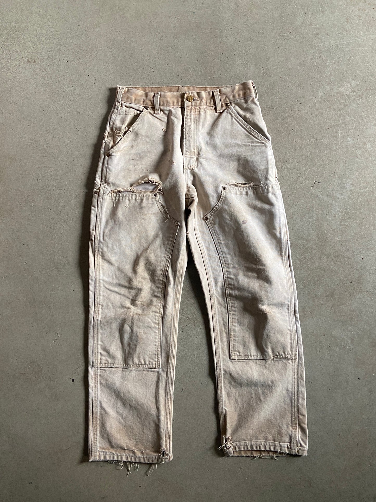 VTG Thrashed Carhartt Double Knee Pants Sz 28x28