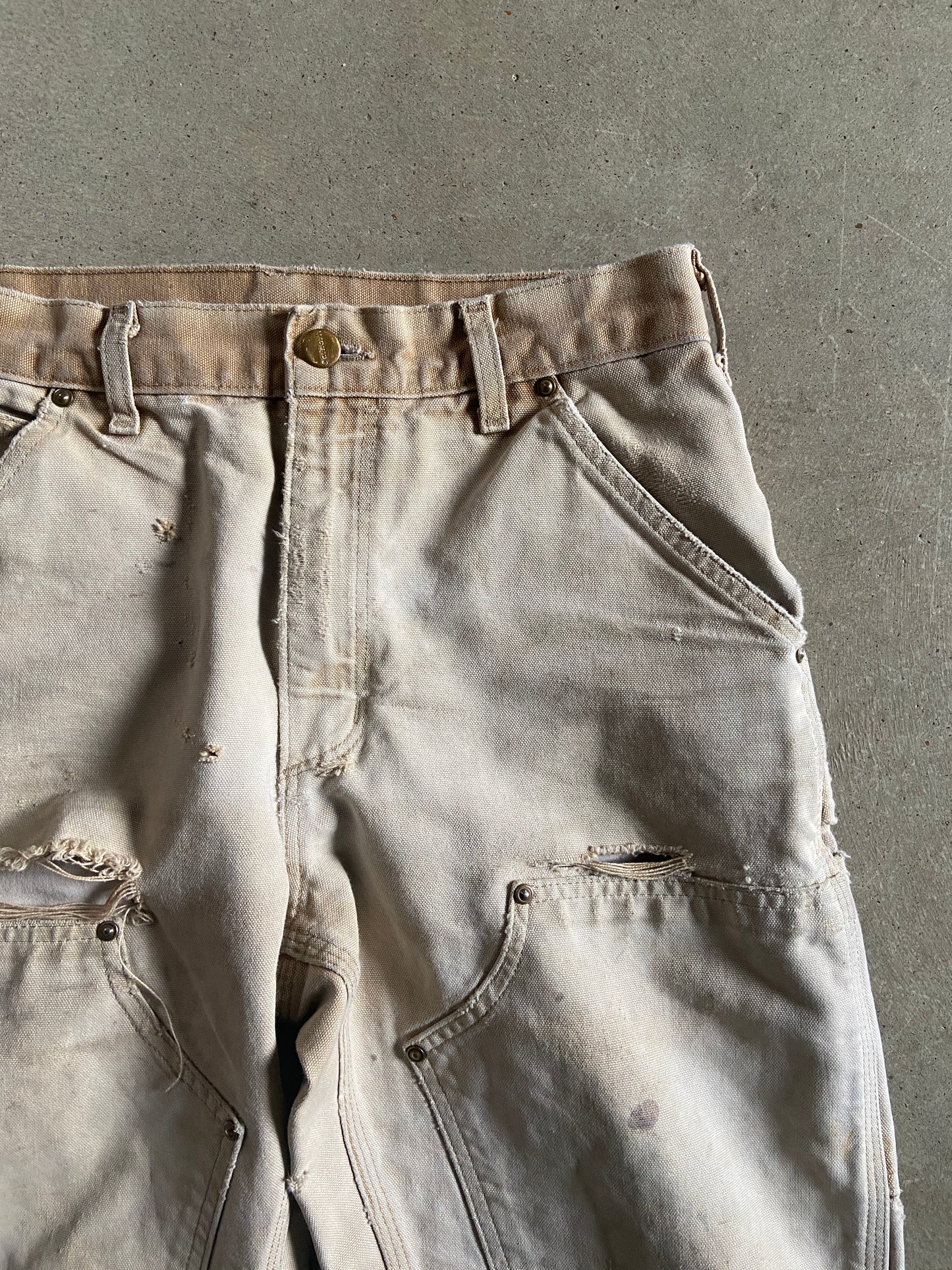 VTG Thrashed Carhartt Double Knee Pants Sz 28x28