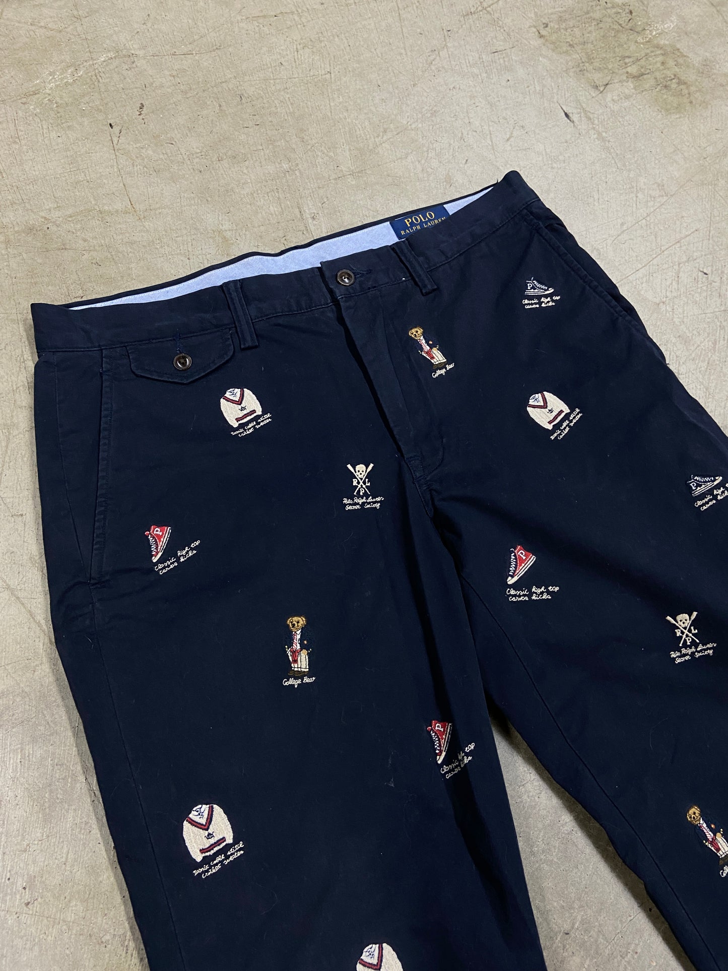Polo Ralph Lauren Navy Blue Chino Embroidered Pants Sz 32x30