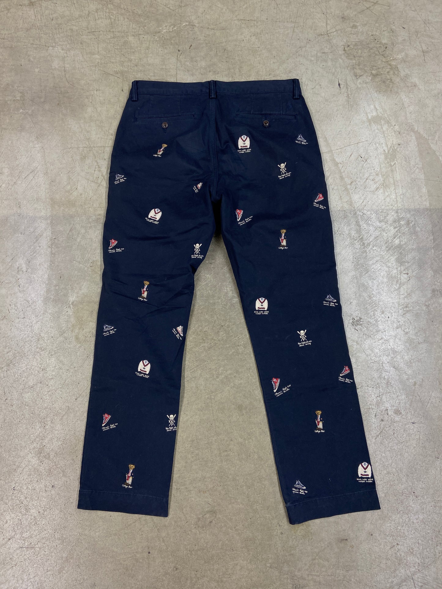 Polo Ralph Lauren Navy Blue Chino Embroidered Pants Sz 32x30