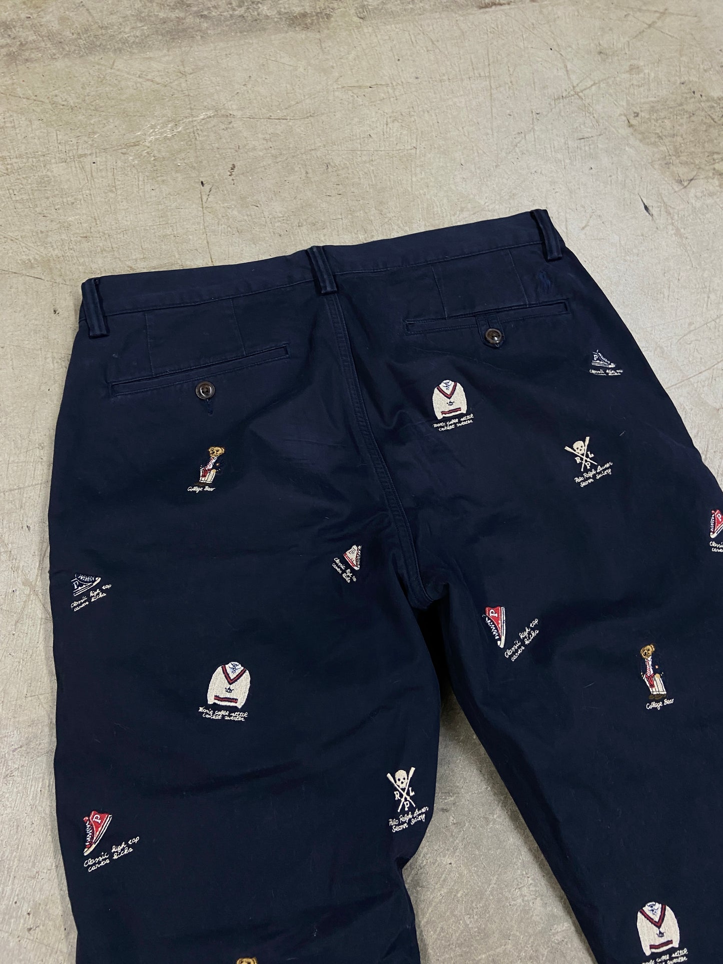 Polo Ralph Lauren Navy Blue Chino Embroidered Pants Sz 32x30