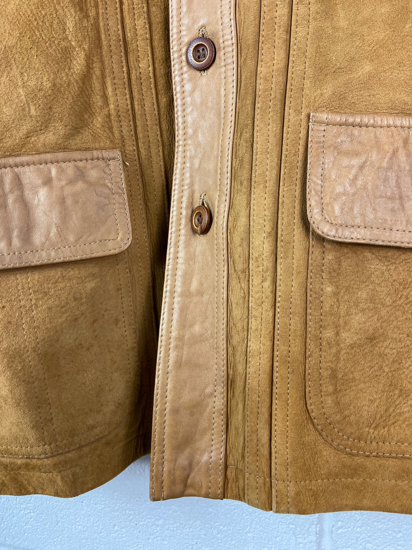 Load image into Gallery viewer, VTG Brown Suede/Leather Western Jacket Sz L
