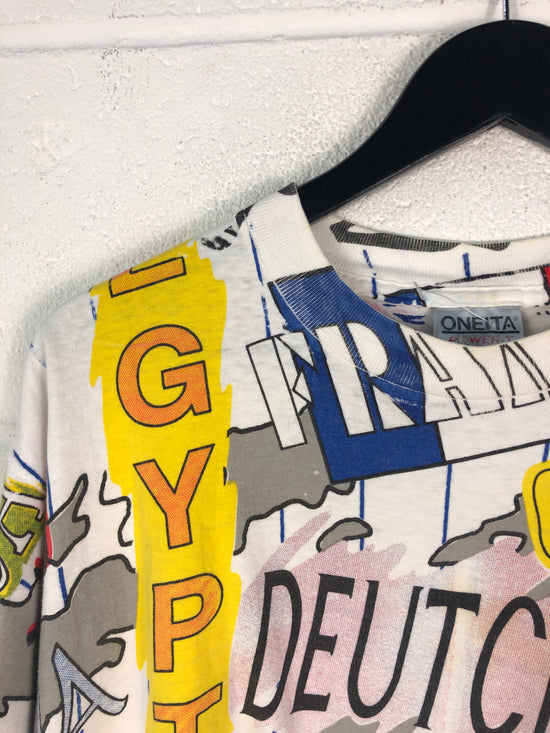 Load image into Gallery viewer, VTG Country Names AOP Tee Sz L
