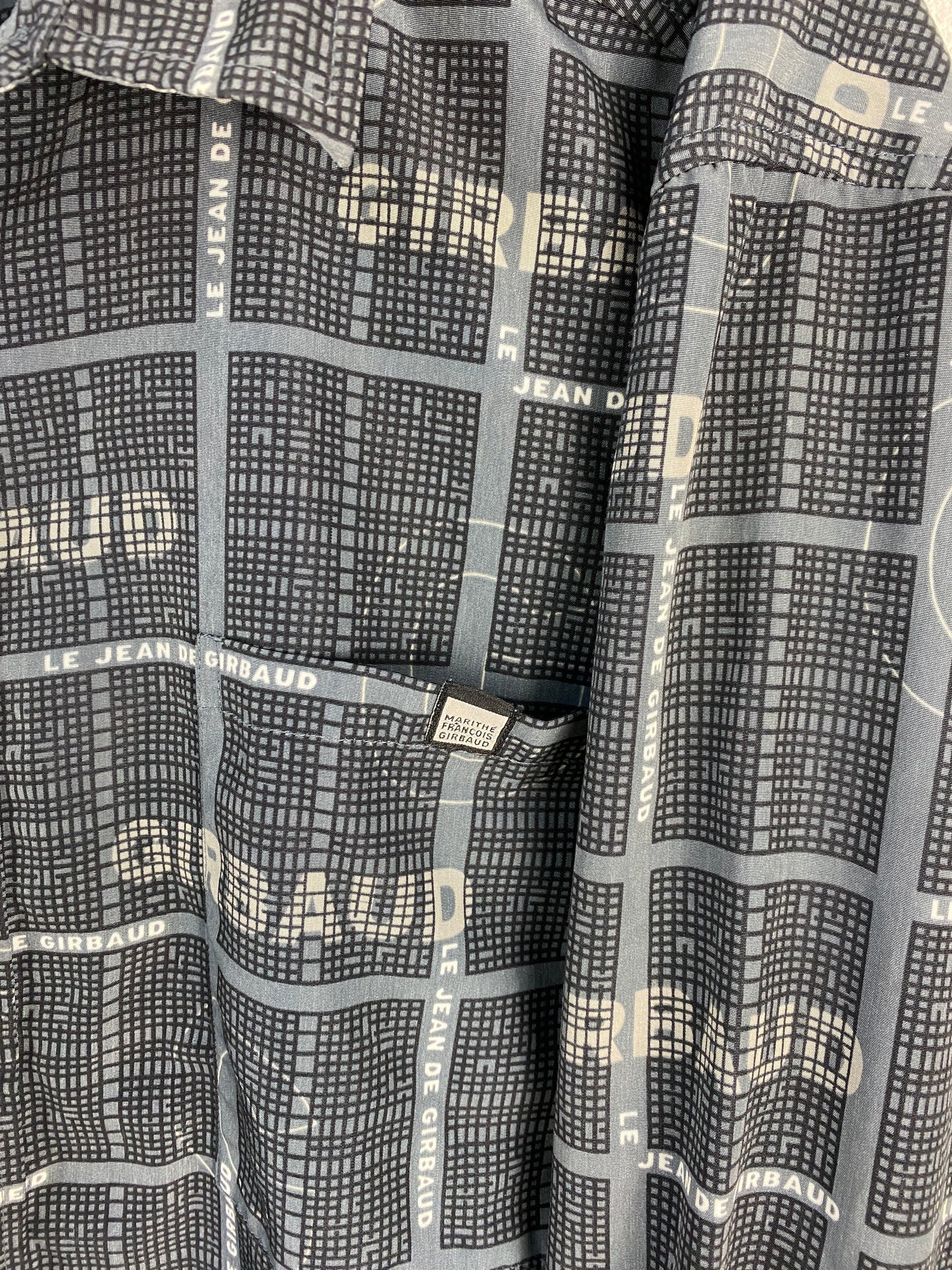 VTG Girbaud Grid Print L/S Button Up Shirt Sz XL