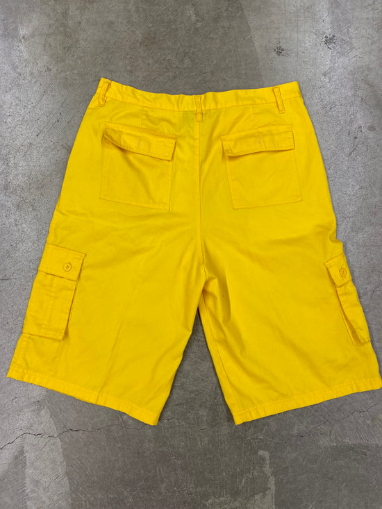 Vtg Yellow Cargo Shorts Sz 34"