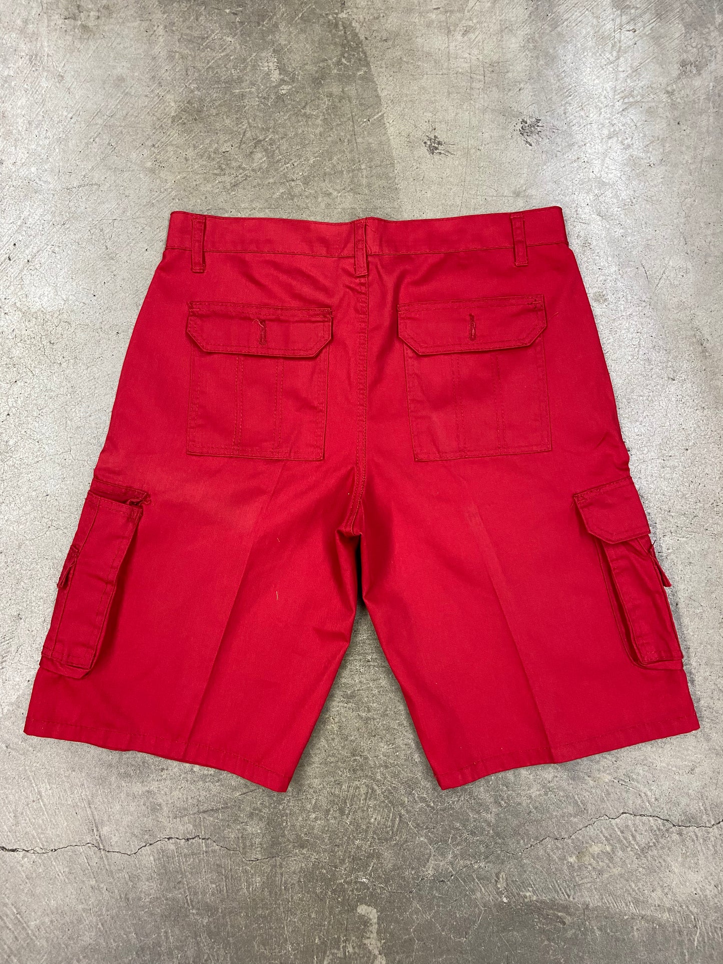 Vtg Jeanetix Red Cargo Shorts Sz 36"