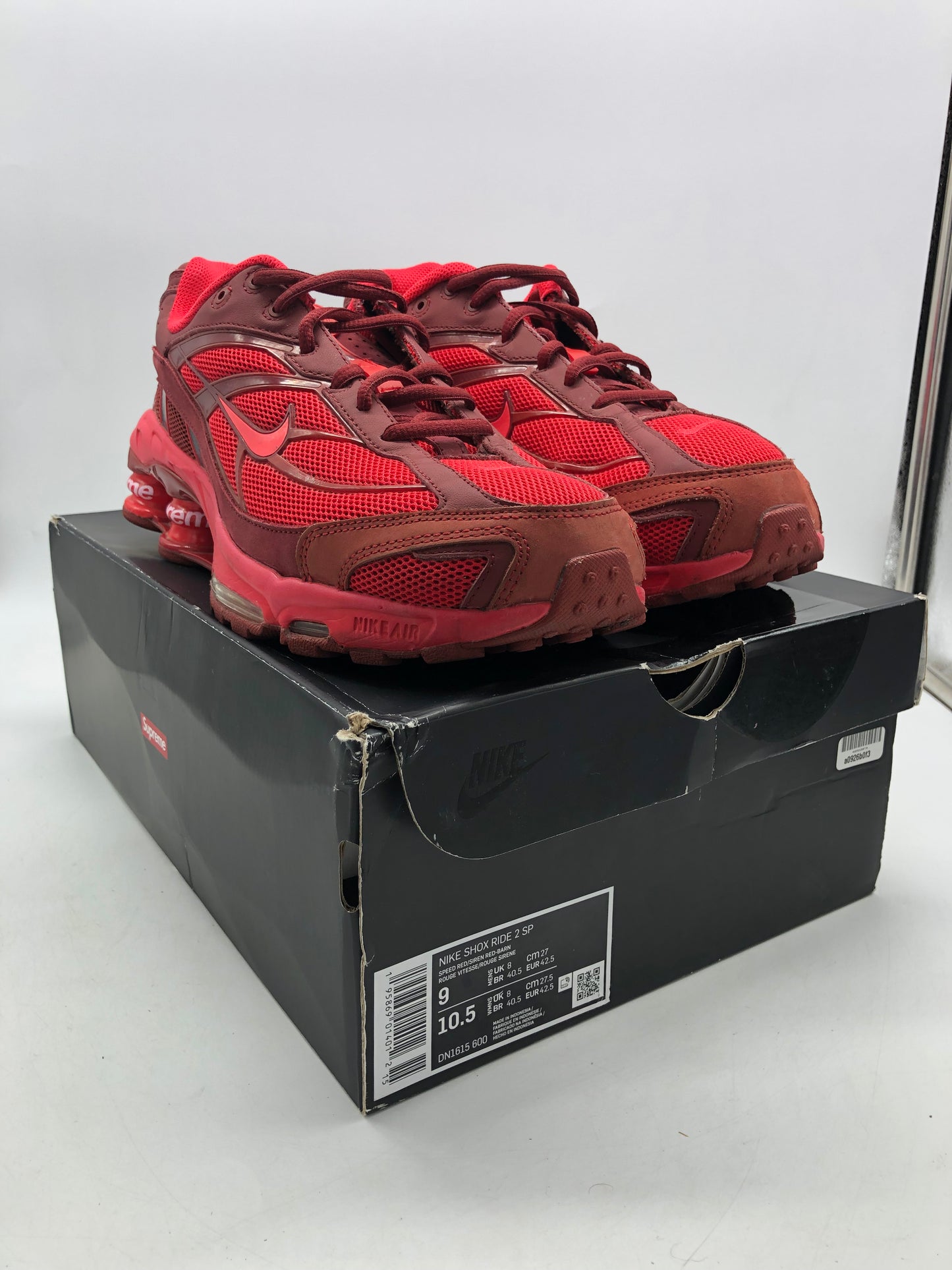 Preowned Nike Supreme Shox Ride 2 Red SP Sz 9M/10.5W