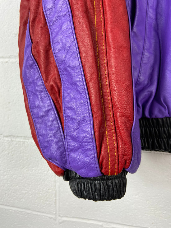 Load image into Gallery viewer, VTG Phoenix Suns Starter Leather Jacket Sz L
