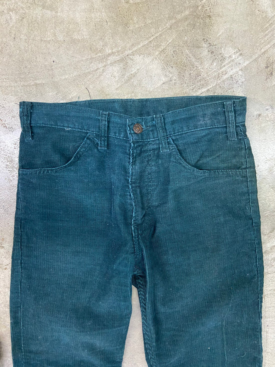 Load image into Gallery viewer, VTG Levi&amp;#39;s Green Corduroy Flare Pants Sz 30x25

