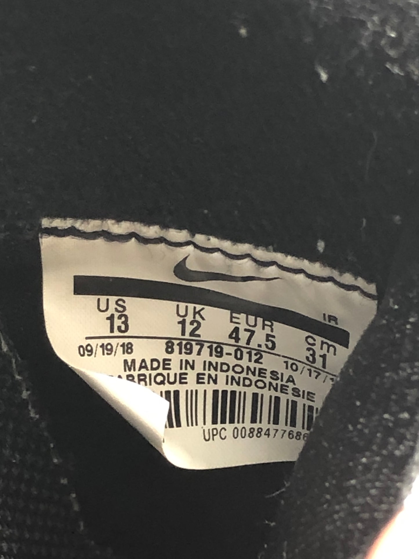 PreOwned Nike Black Cortez Sz 13M/14.5W