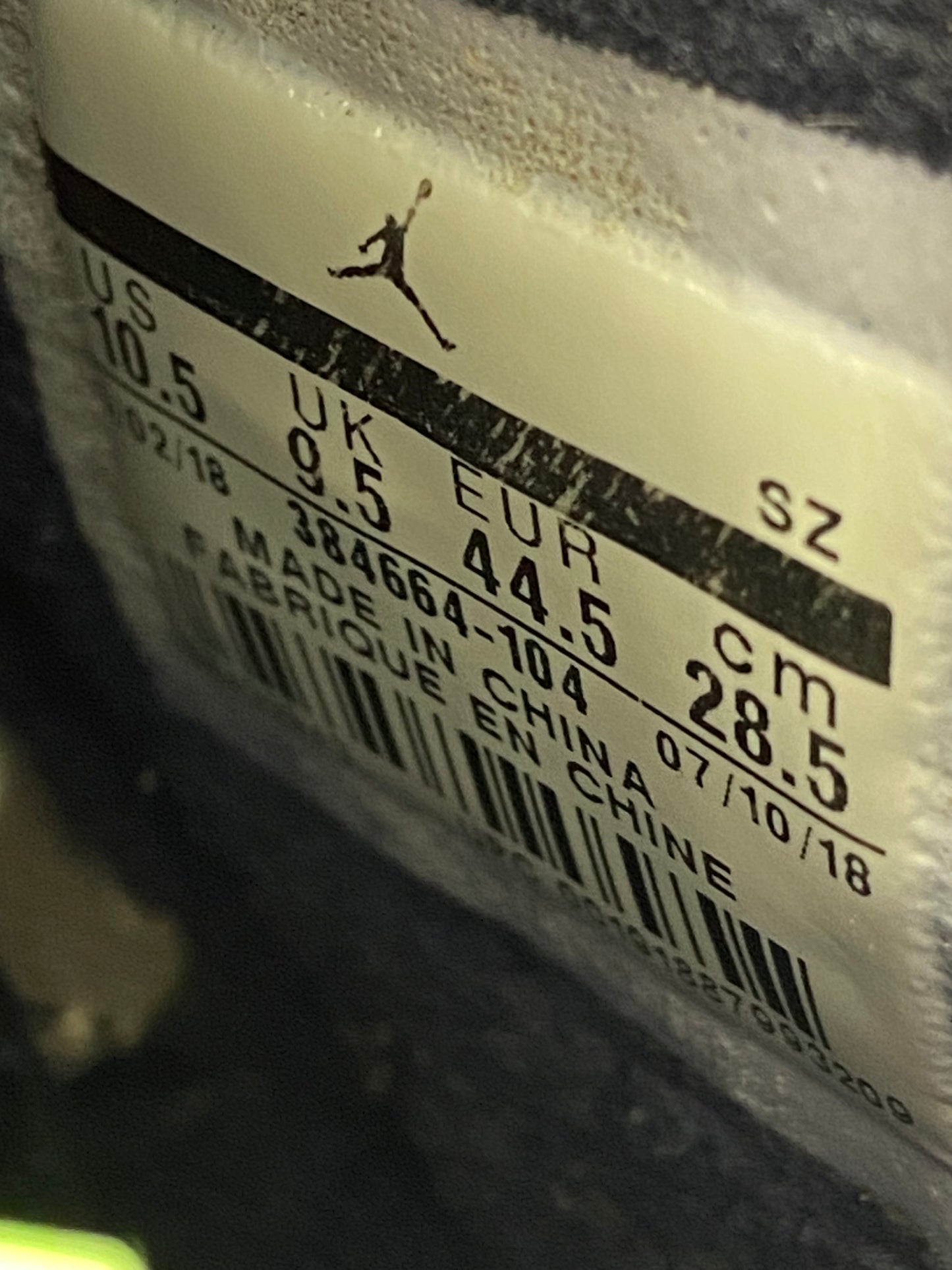 Preowned 2018 Air Jordan 6 “Tinker” Size 10.5M/12W  384664-104