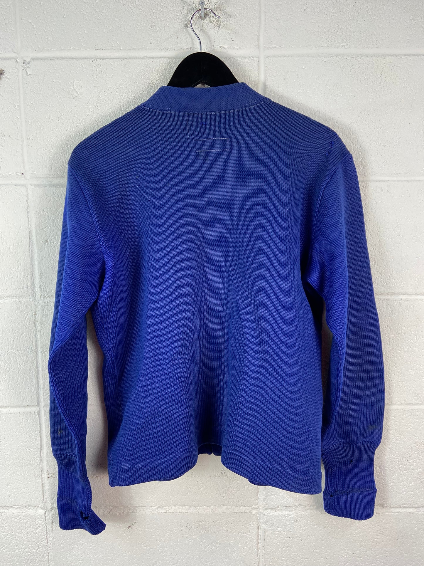 VTG Blue Heavy Wool Button Up 40s/50s Sweater Sz L