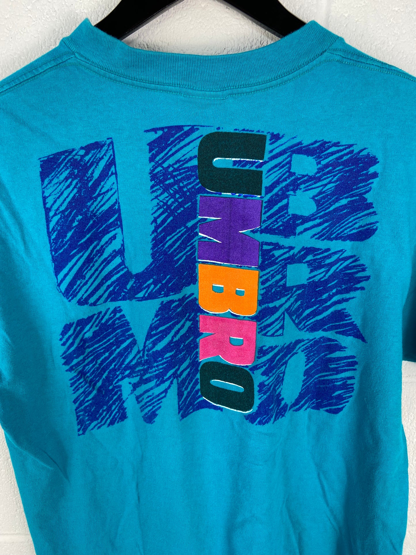 Load image into Gallery viewer, VTG Umbro Turquoise Drawing Tee Sz M/L
