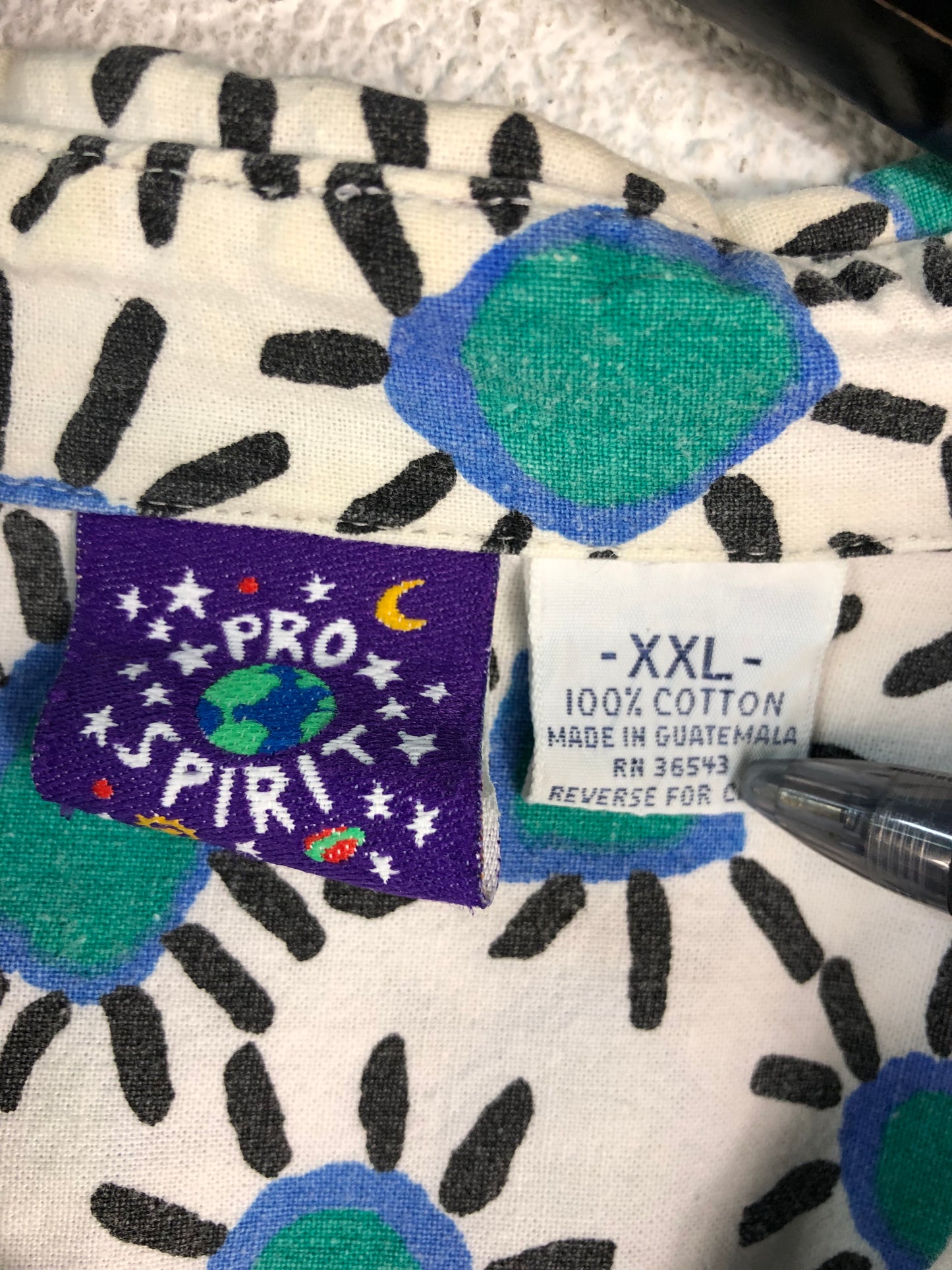 VTG Pro Spirit All Over Print Button Vintage Shirt Sz XXL