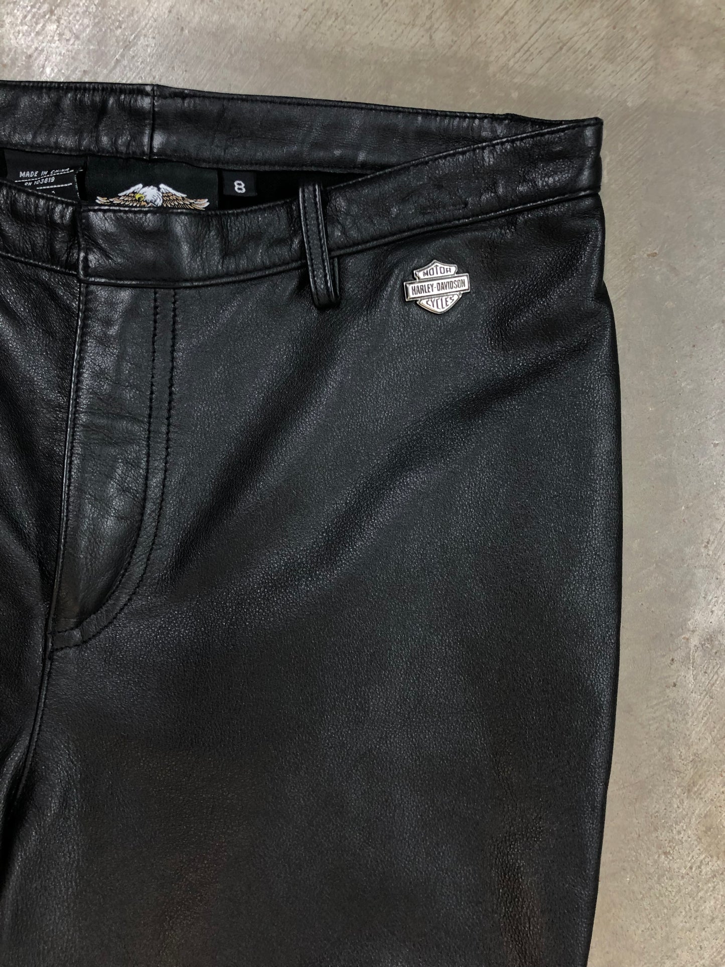 Harley Davidson Leather Front Riding Pants Sz 30x32