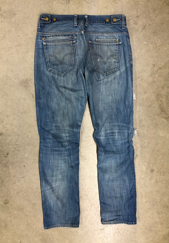 VTG Levi's 511 Reworked Stitched Blue Denim Jeans Sz 33x30