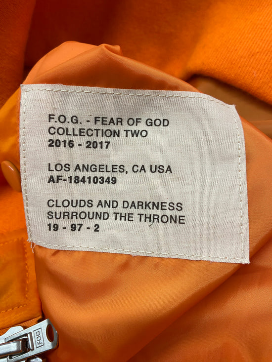 Used Fear Of God Collection Two 2016-17 Orange Bomber Jacket Sz XL