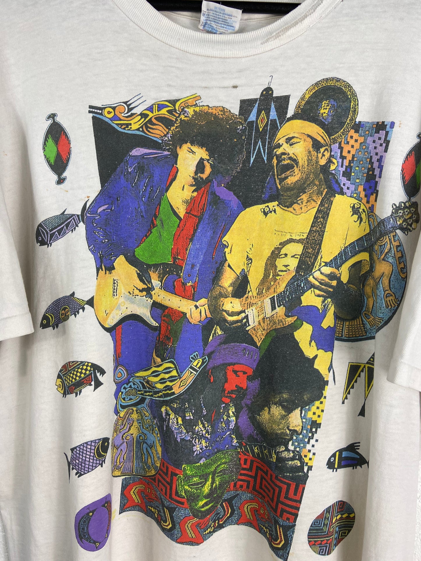 Load image into Gallery viewer, VTG Bob Dylan/Santana 93&amp;#39; Tour Thrashed Tee Sz XXL
