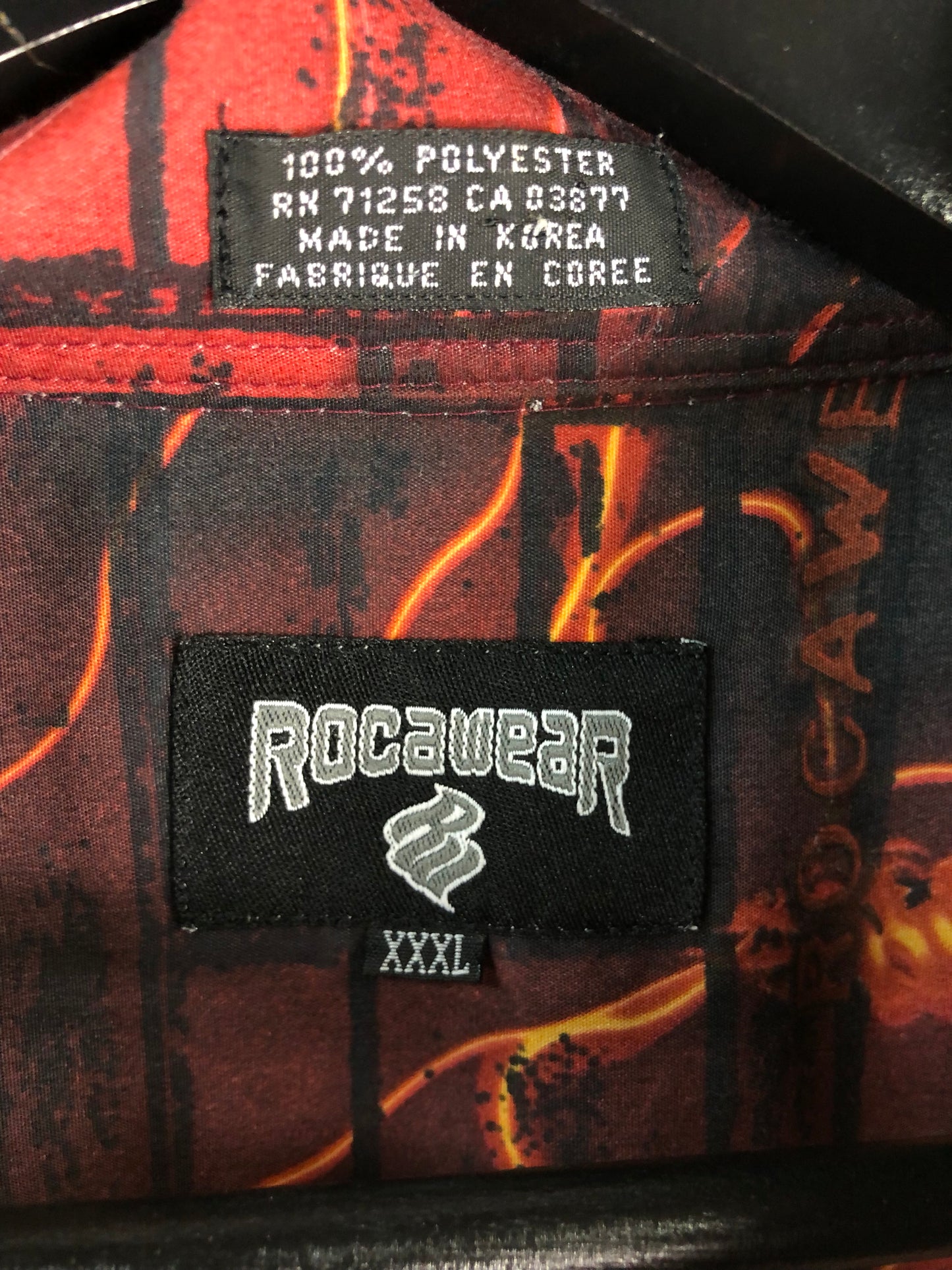Y2K Rocawear Flaming Bricks Short Sleeve Button Up Shirt Sz 3XL