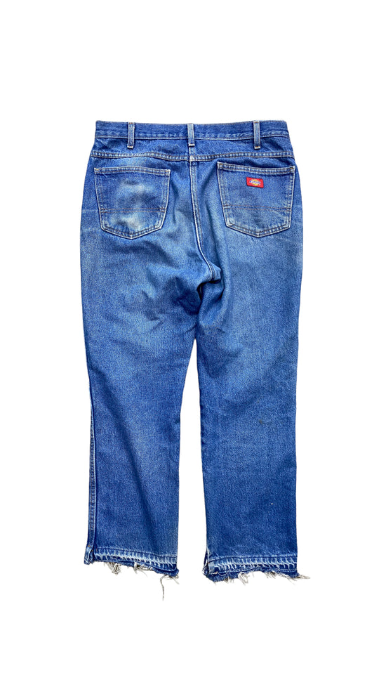 VTG Dickies Frayed Bottom Jeans Sz 36x30