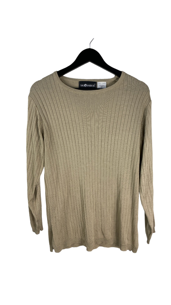 Load image into Gallery viewer, VTG Sag Harbor Ribbed Tan LS Sweater Sz S
