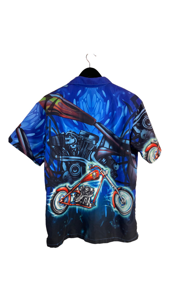 Load image into Gallery viewer, VTG Motorcycle Button Up Shirt Sz Med
