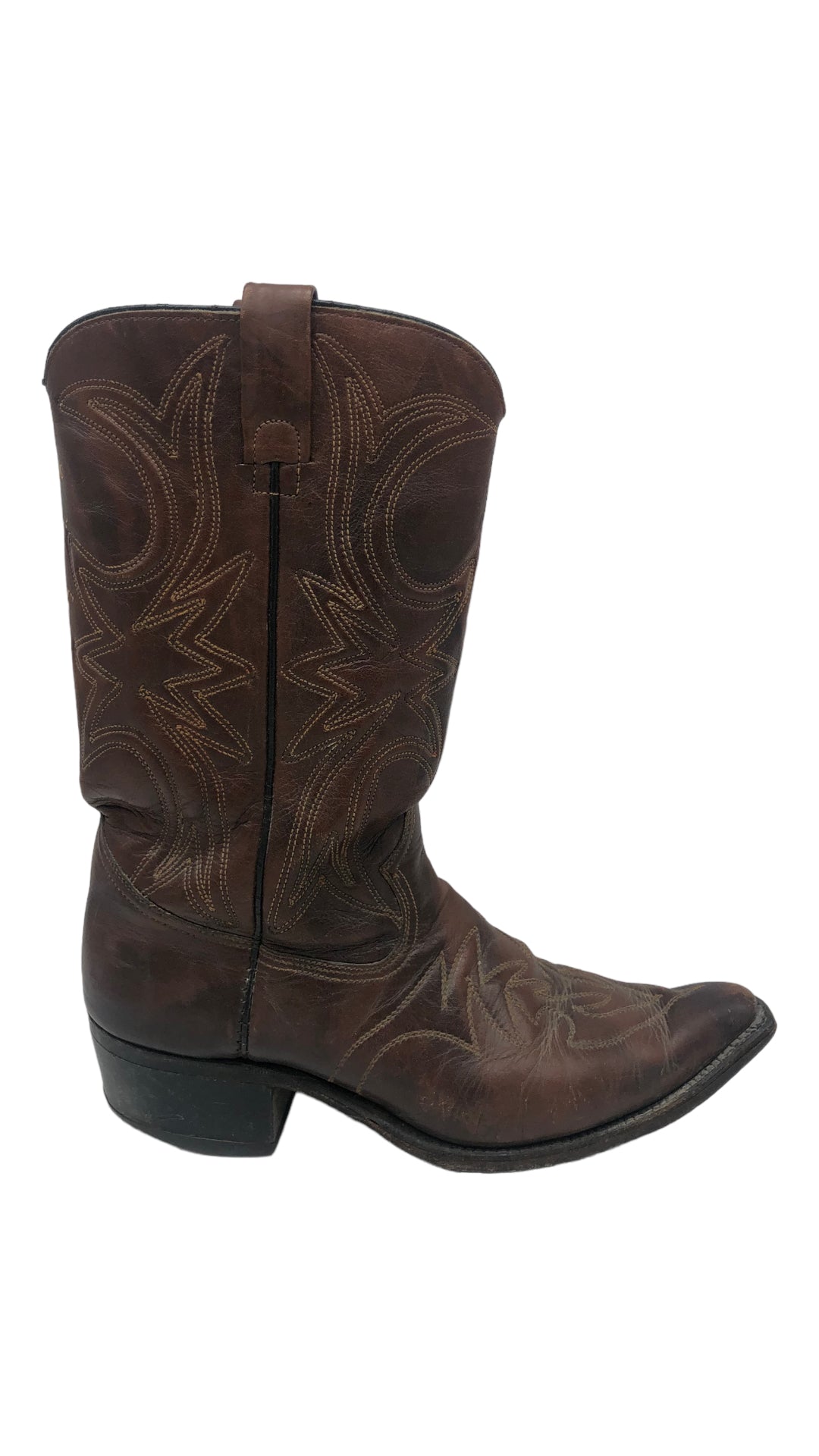 Brown Snip Toe Stitched Texas Imperial Boots Sz 9M/10.5W